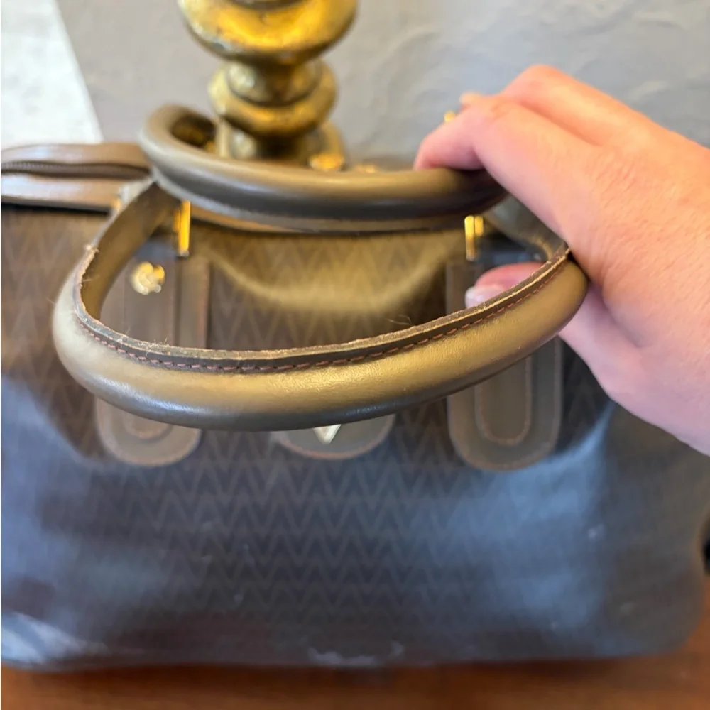 Valentino Brown and Gold Satchel Bag - Picture 3 of 11